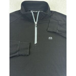 Travis Mathew Sweater Mens Medium Black Golf Pullover 1/4 Zip Mock Neck Casual